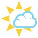 white sun with small cloud