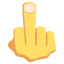 reversed hand with middle finger extended