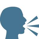 speaking head in silhouette