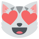 smiling cat face with heart-shaped eyes