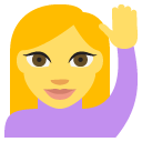 happy person raising one hand